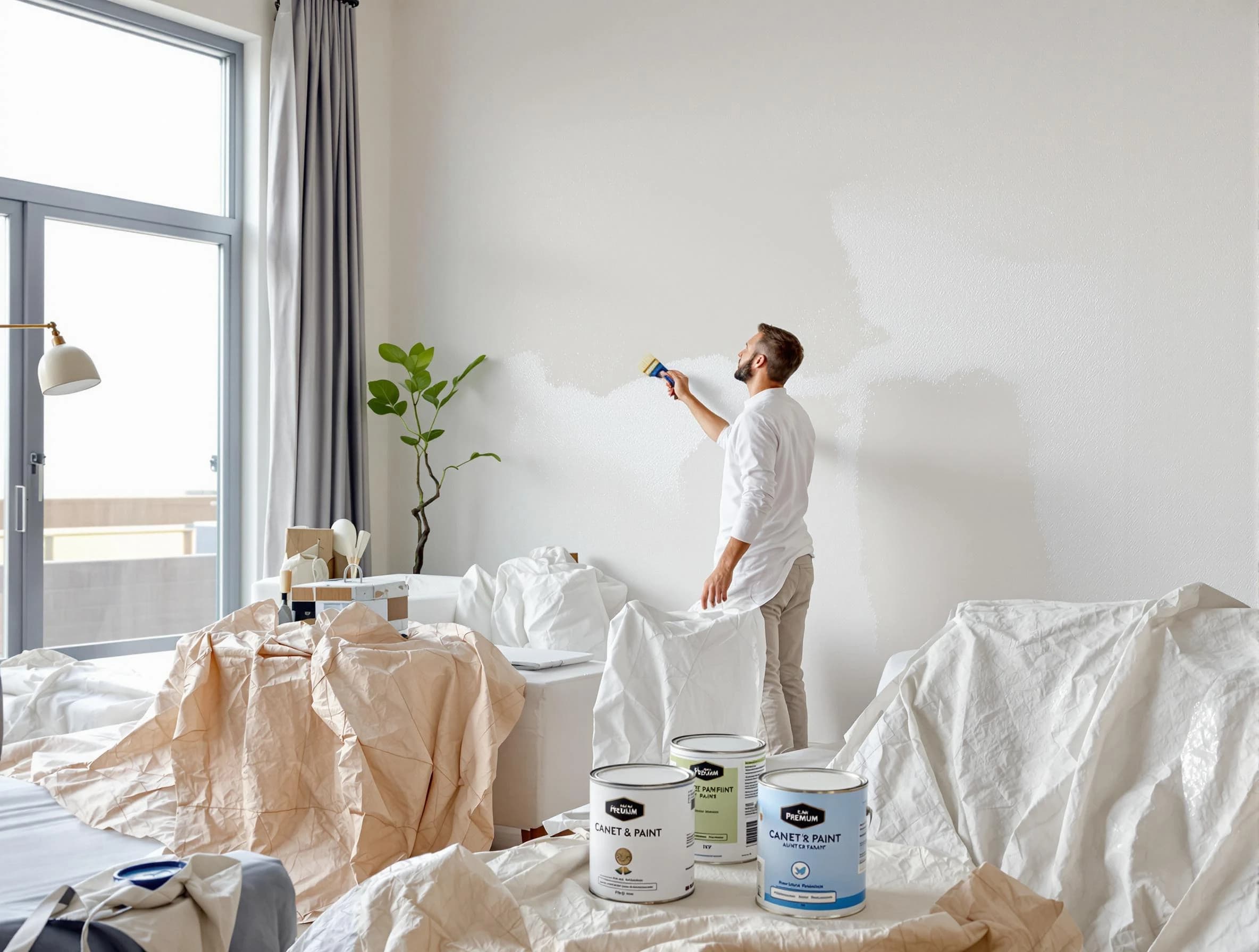 Brecksville House Painters team carefully painting an interior wall in Brecksville, OH