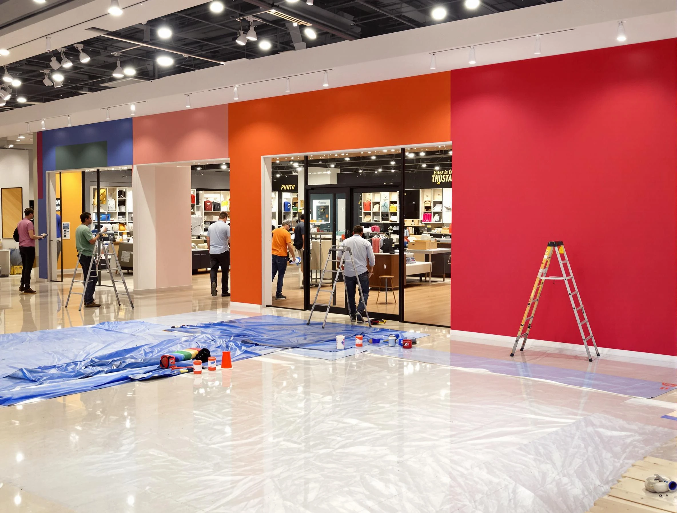 Brecksville House Painters painting a commercial interior in Brecksville, OH