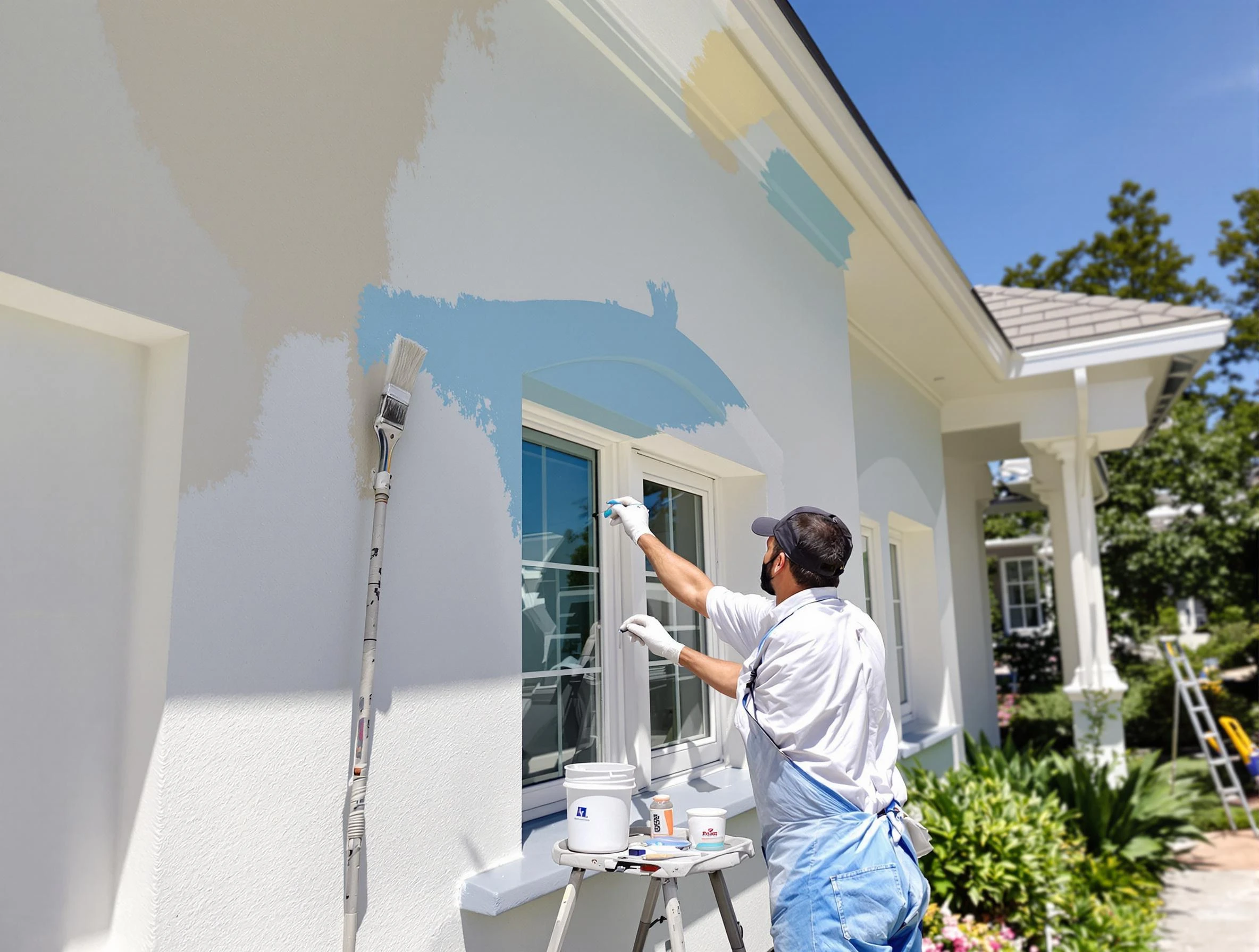 Brecksville House Painters professional painting the exterior of a house in Brecksville, OH
