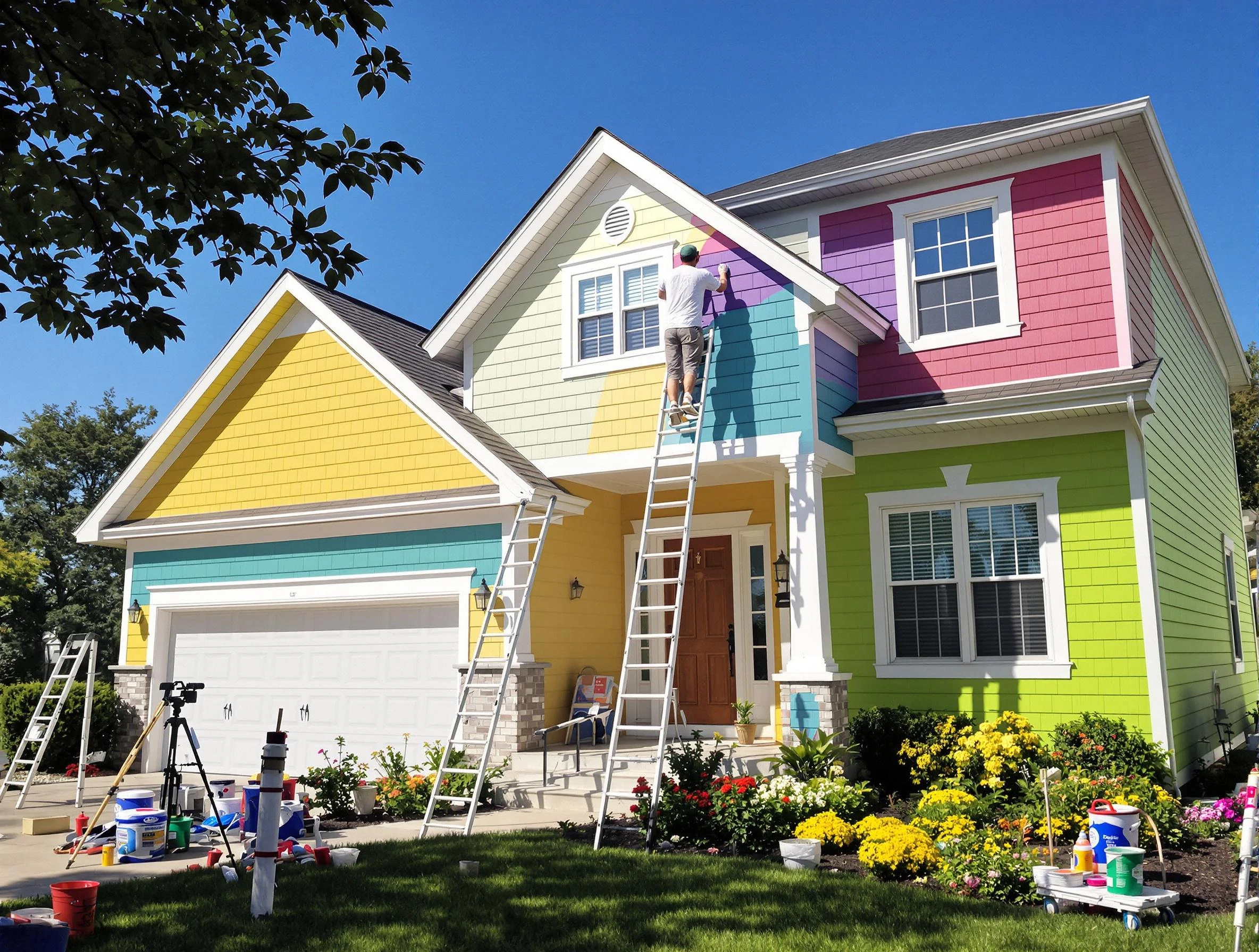 Brecksville House Painters professionals painting a home exterior in Brecksville, OH